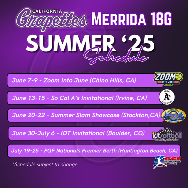 Merrida 18G Summer Schedule